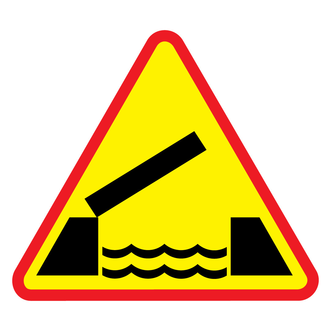 A13 Sign Znak A-13 ostrzegawczy ruchomy most, 900 mm folia I gen. znakdrogowy24.pl